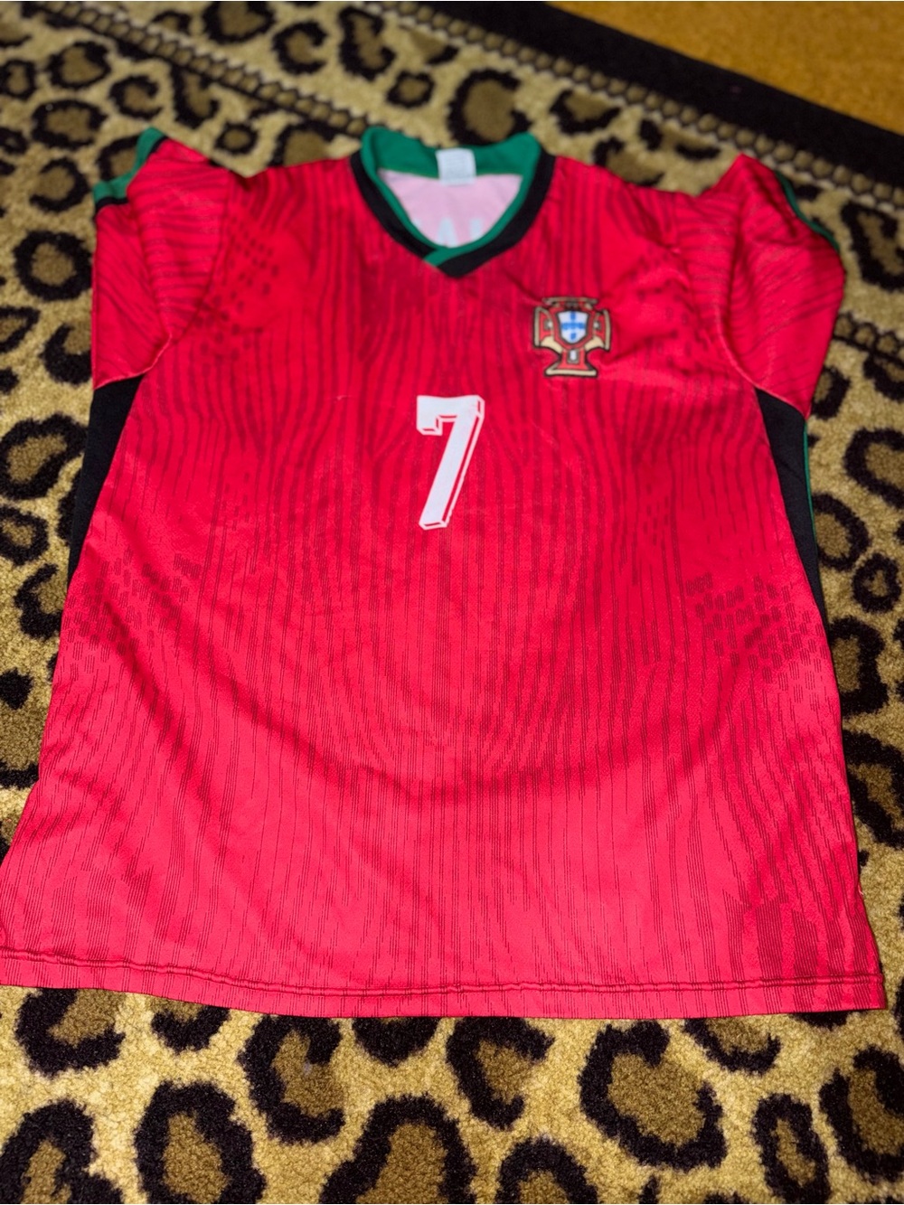 Portugal Red Kids Soccer Jersey with Number 7